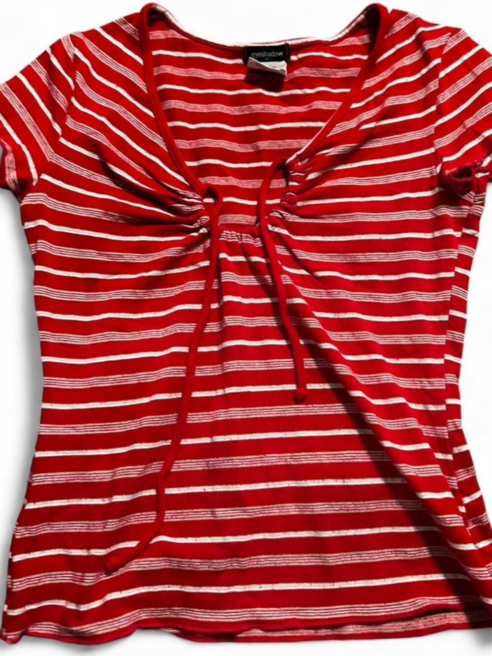 Y2K Eyeshadow Brand Stripped Fitted Tee With Tie Closure Size M